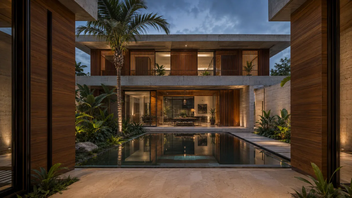 Courtyard and water